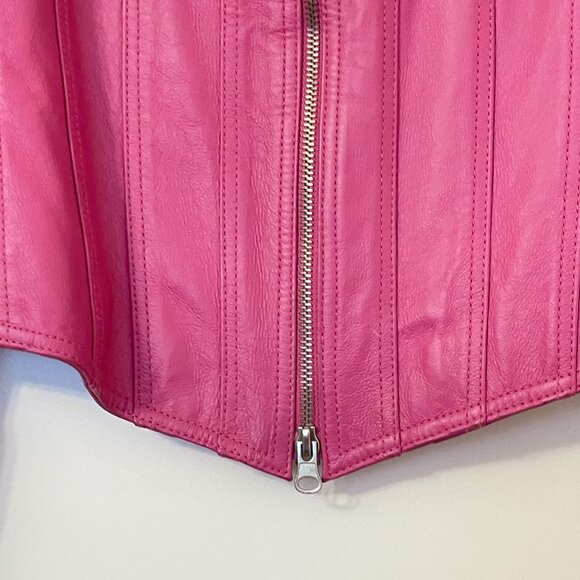 Nygard Collection Petites Pink Leather Jacket Lined Zip Front 6P - Picture 3 of 5